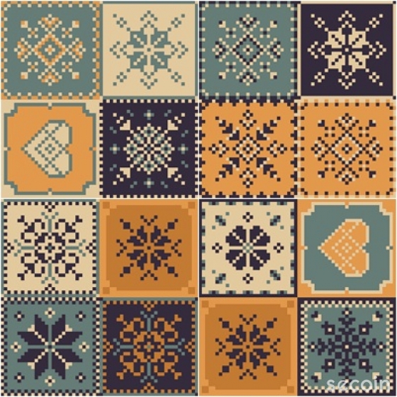 ENCAUSTIC POTTERY TILE MIX GFX 3011